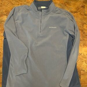 Columbia Fleece Pullover XXL Two-Tone Blue 1/4 Zip Jacket Lightweight